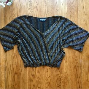 Vintage Metallic Thread Crop Top